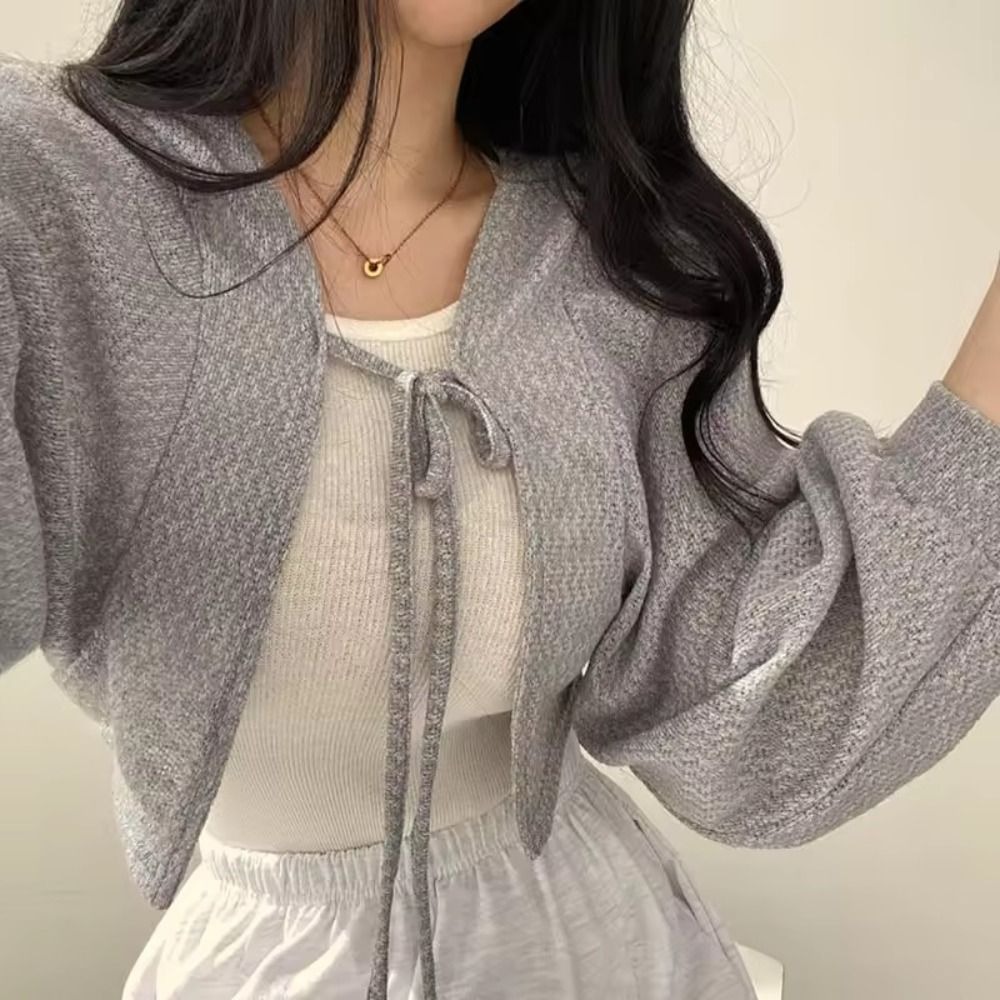 Women'S Fashion Knitwear - Fashion Thin Fabric Knitted Cardigan Lace-Up