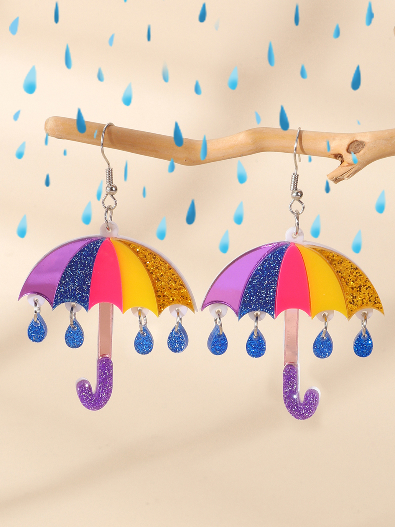 Women'S Fashion Umbrella - 1pair Cute Acrylic Rainbow Colors Umbrella