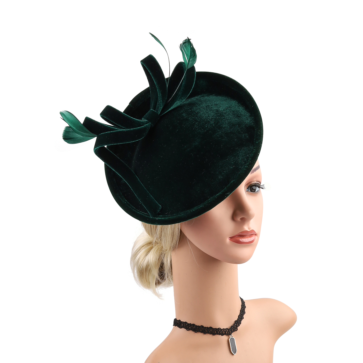 Women'S Fashion Boutique - Velour Velvet Fascinator Feather Hat for