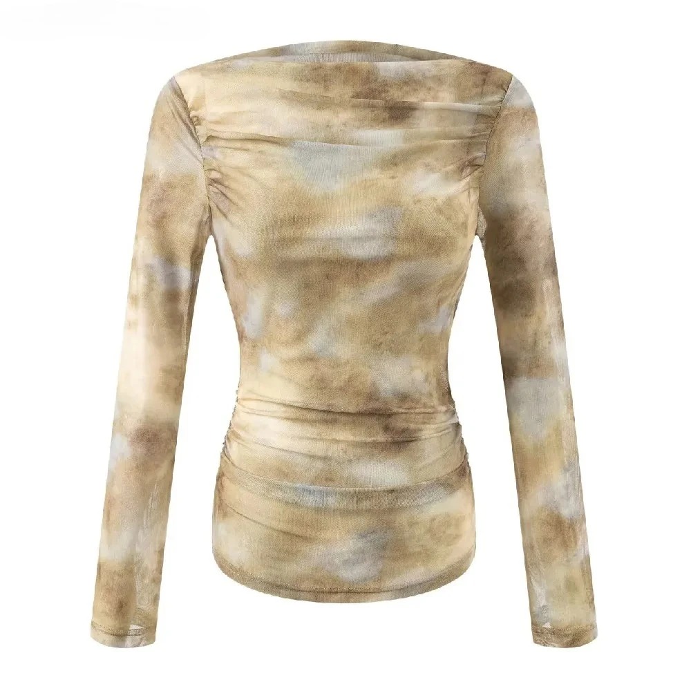 Women'S Fashion - 2025 Sexy Tie-Dye Print Ruched Shoulder