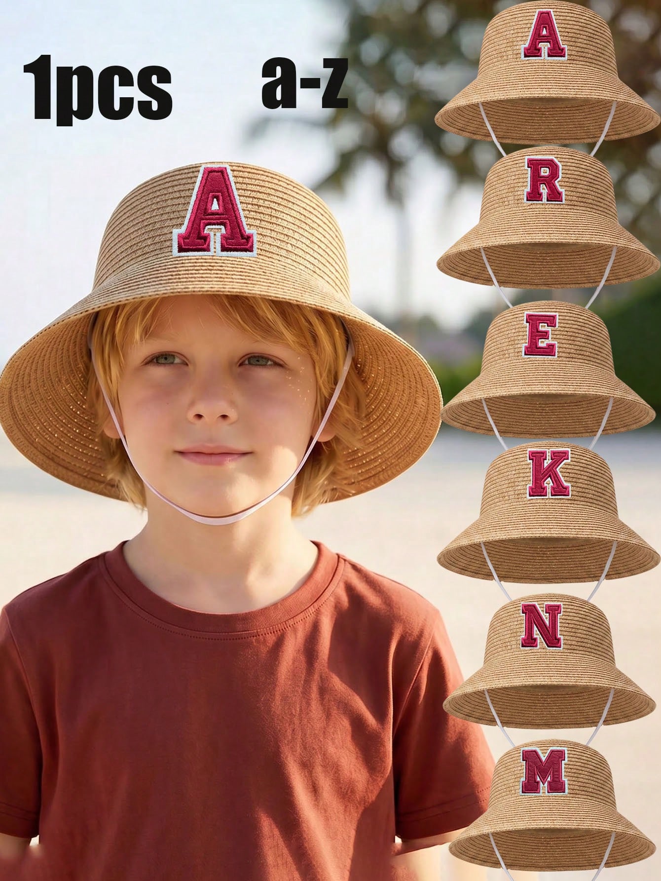 1Pc 3-8Y Boys Coffee Bow Straw - Straw Hat Summer avis et prix