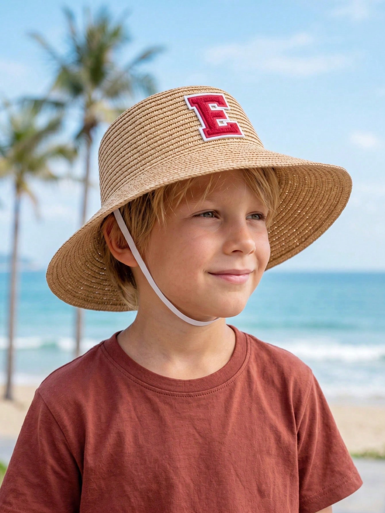 1Pc 3-8Y Boys Coffee Bow Straw - Straw Hat Summer avis et prix