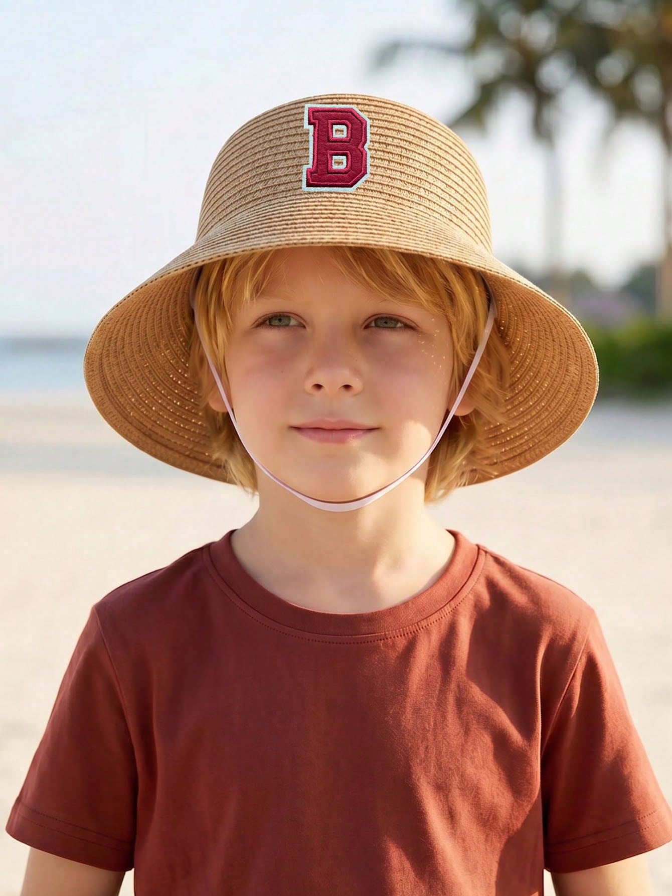 1Pc 3-8Y Boys Coffee Bow Straw - Straw Hat Summer avis et prix