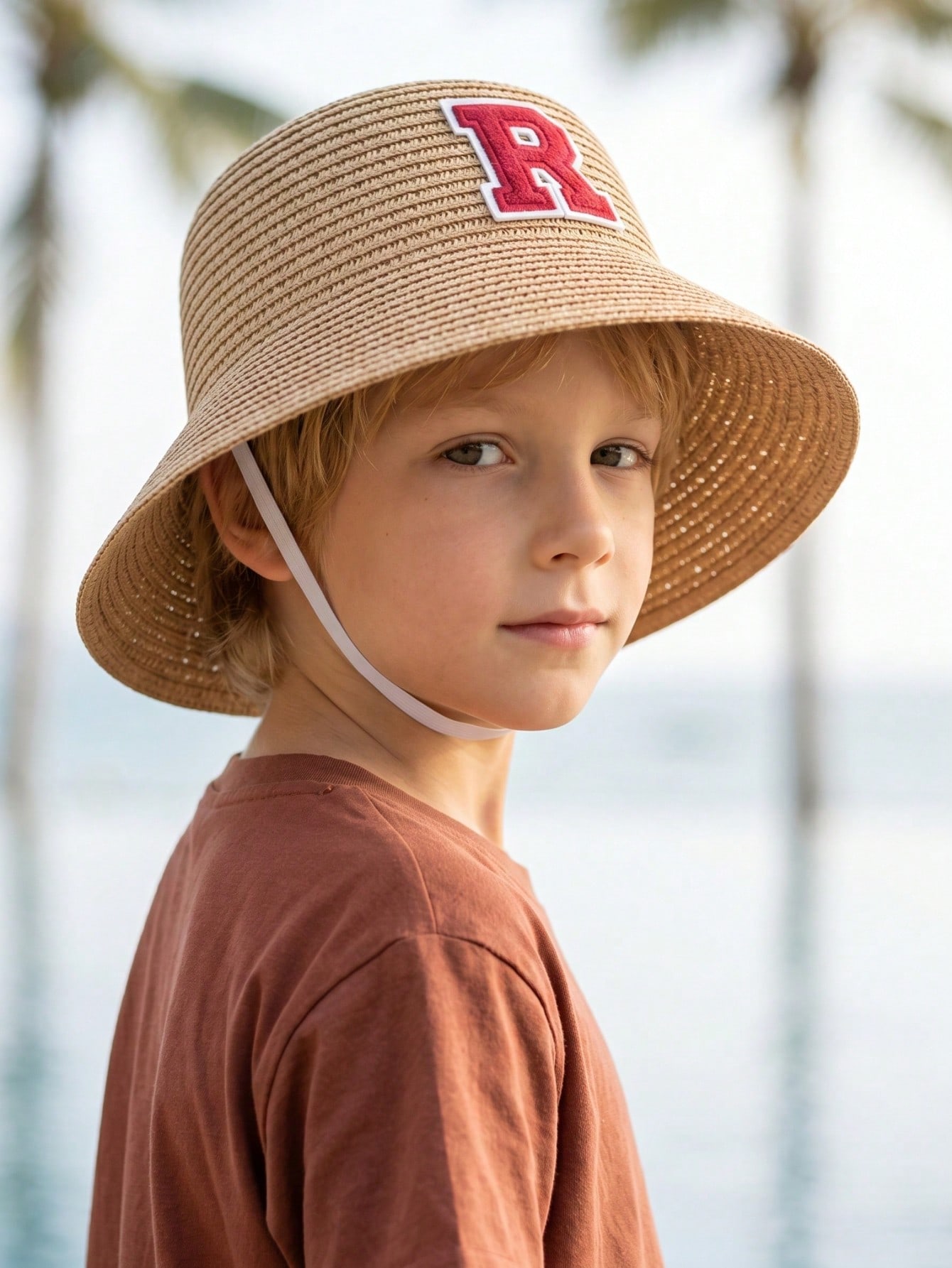 1Pc 3-8Y Boys Coffee Bow Straw - Straw Hat Summer avis et prix