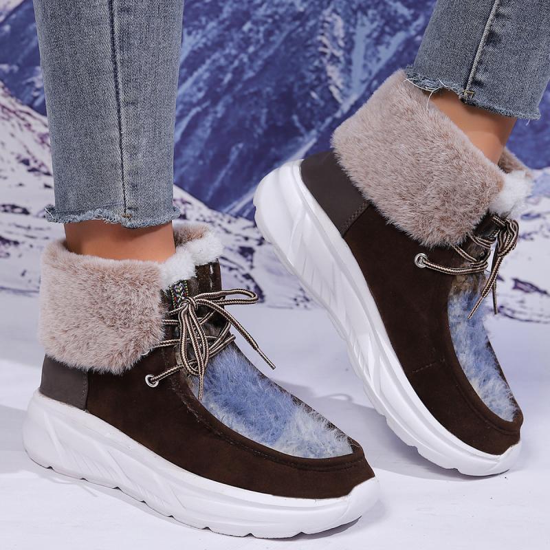 Fashion Faux Fur Lace Up Snow  - Women'S Fashion Hiking Boots avis et prix