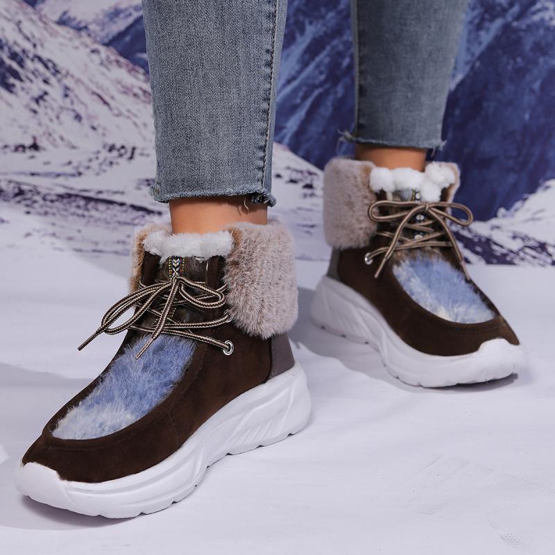 Fashion Faux Fur Lace Up Snow  - Women'S Fashion Hiking Boots avis et prix