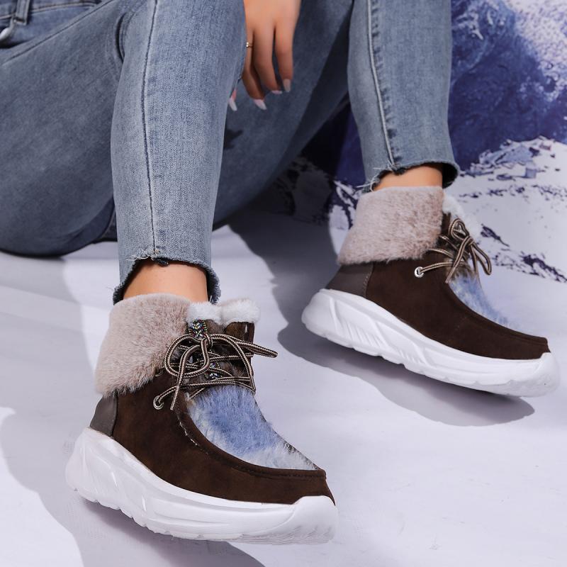 Fashion Faux Fur Lace Up Snow  - Women'S Fashion Hiking Boots avis et prix