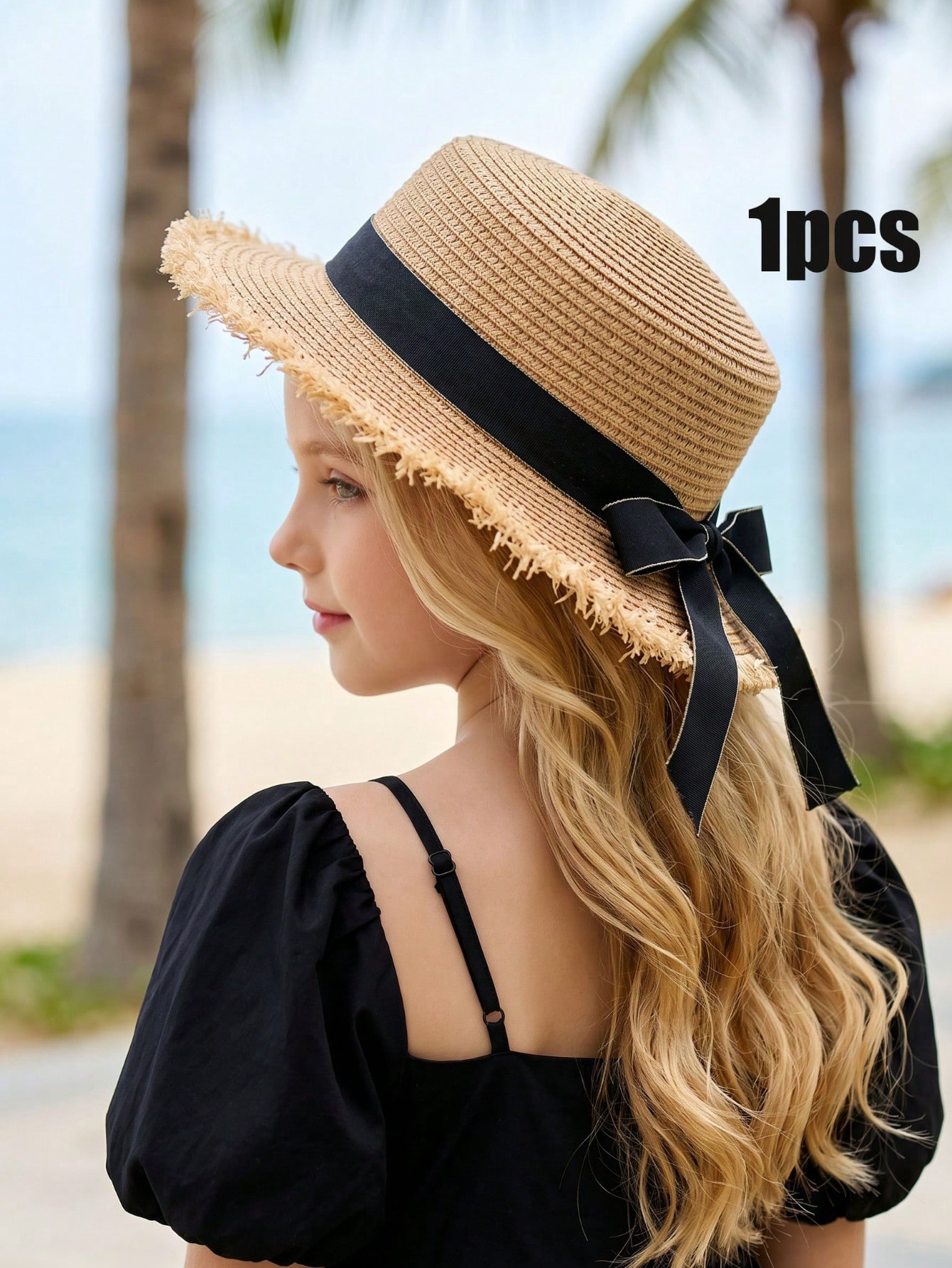 1Pc 3-8Y Girls Coffee Broken B - Straw Hat Summer avis et prix