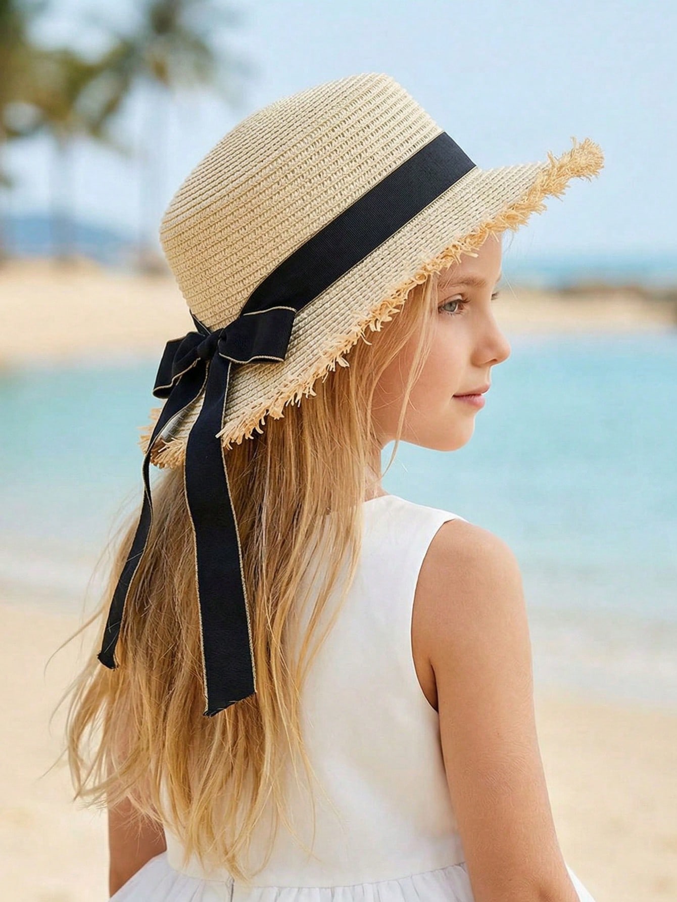 1Pc 3-8Y Girls Coffee Broken B - Straw Hat Summer avis et prix
