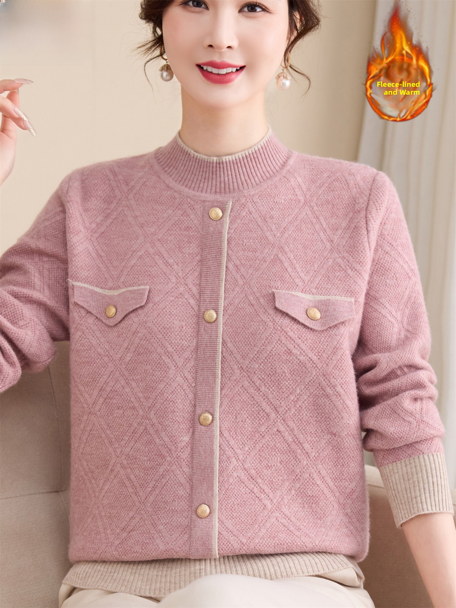 Thickened Plush Knitted Sweate - Women Fashion Over 60 avis et prix