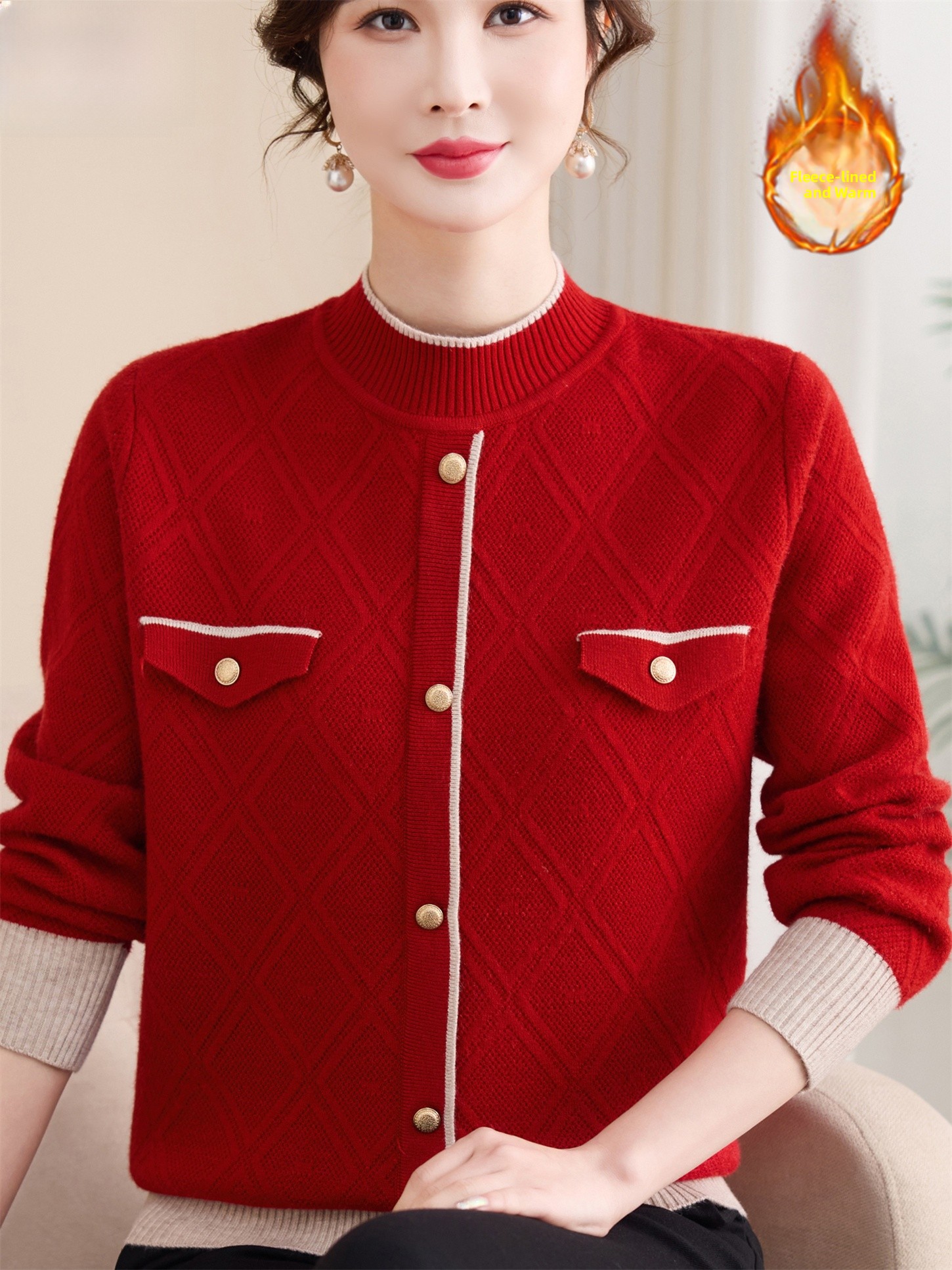 Thickened Plush Knitted Sweate - Women Fashion Over 60 avis et prix