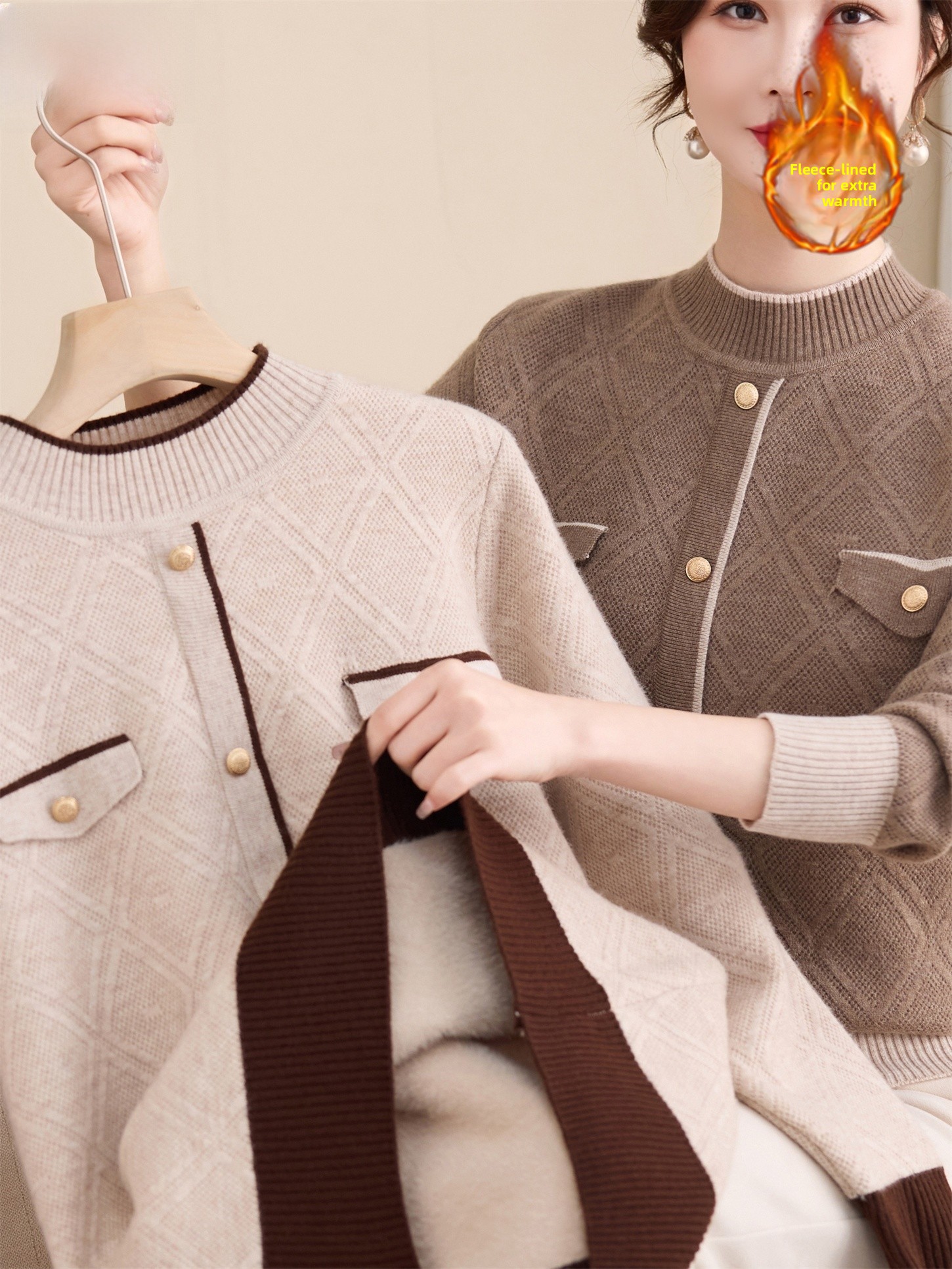 Thickened Plush Knitted Sweate - Women Fashion Over 60 avis et prix