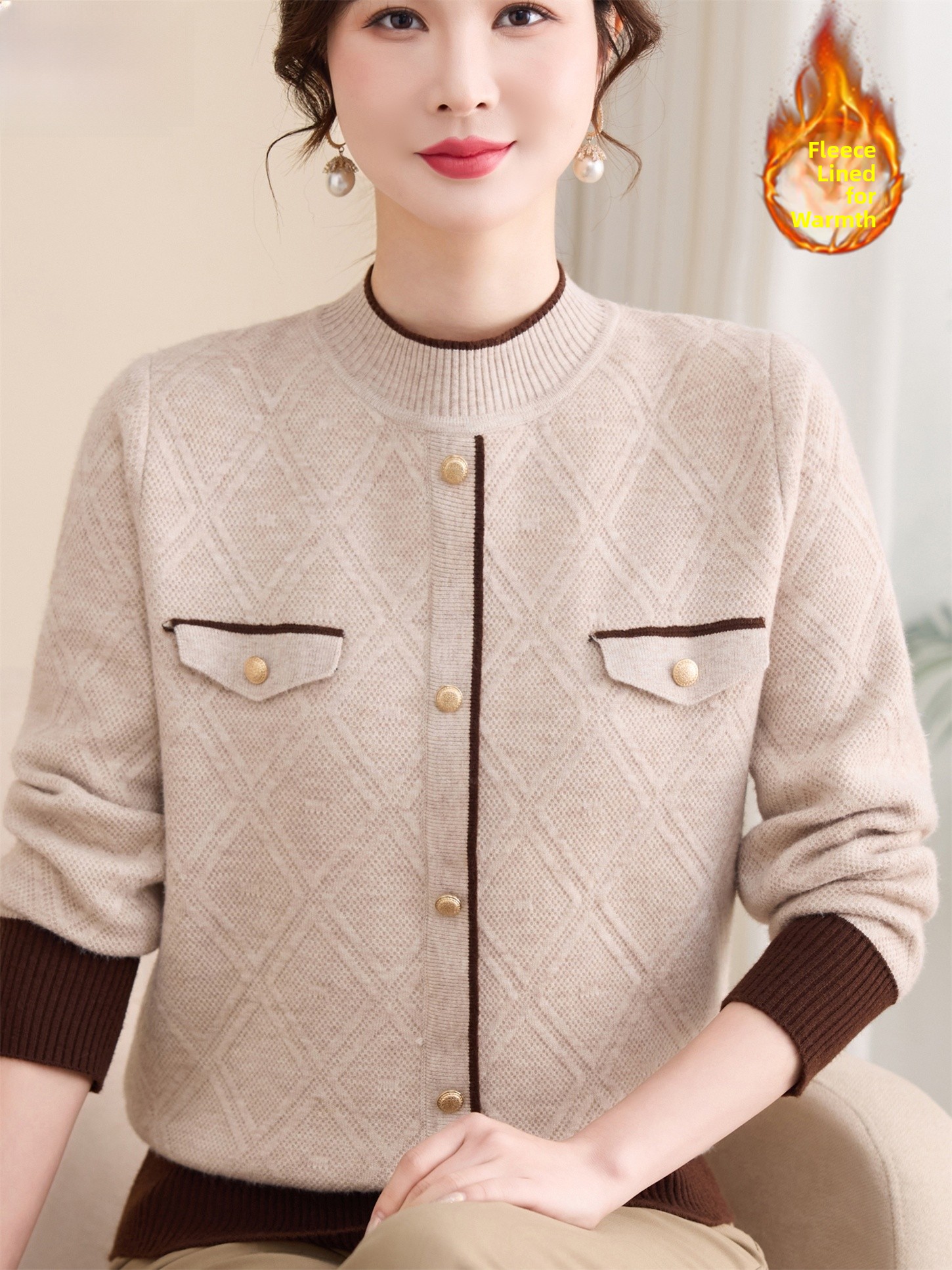 Thickened Plush Knitted Sweate - Women Fashion Over 60 avis et prix