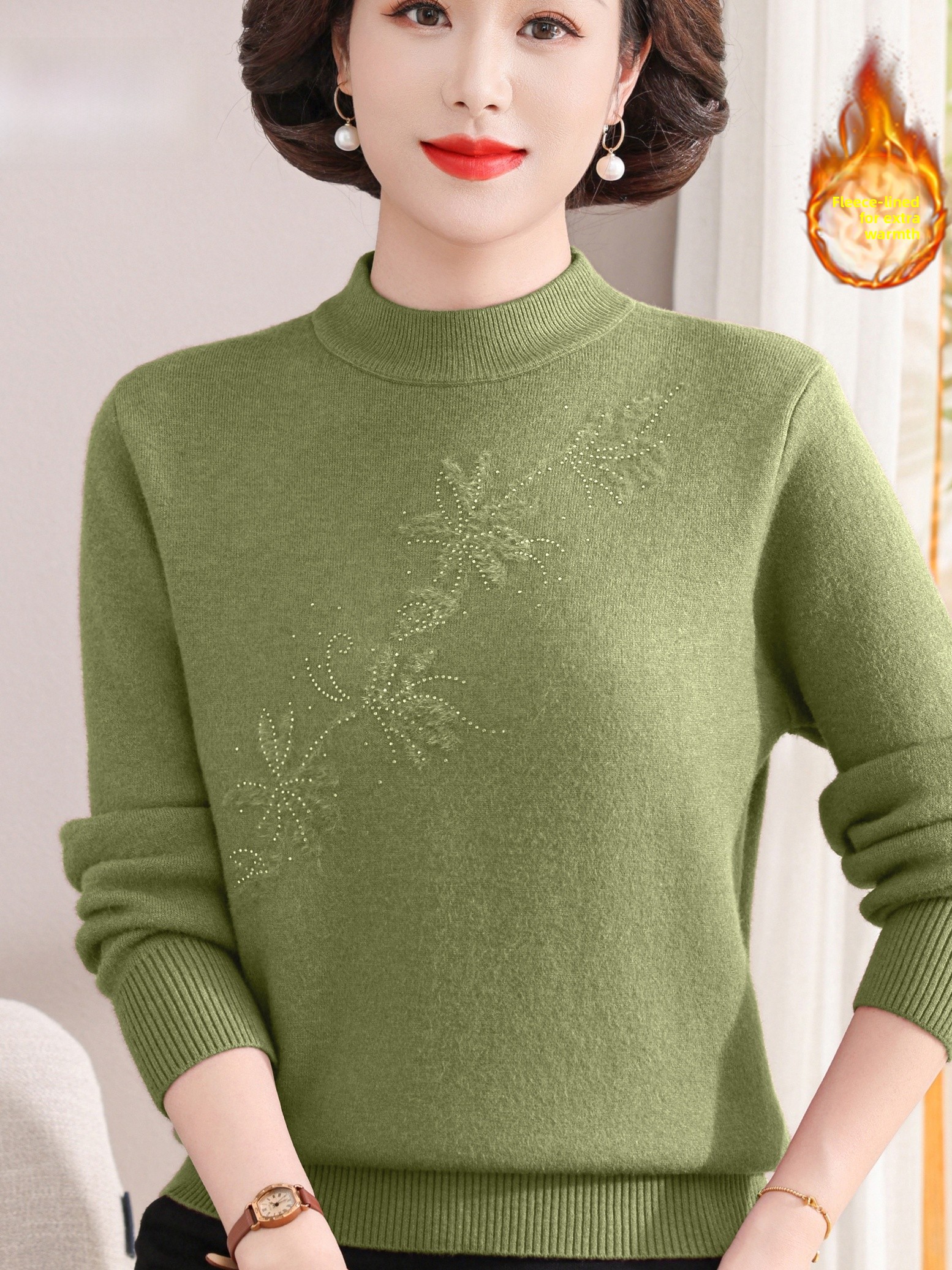 Warm Fleece Lined Knitted Half - Women Fashion Over 60 avis et prix