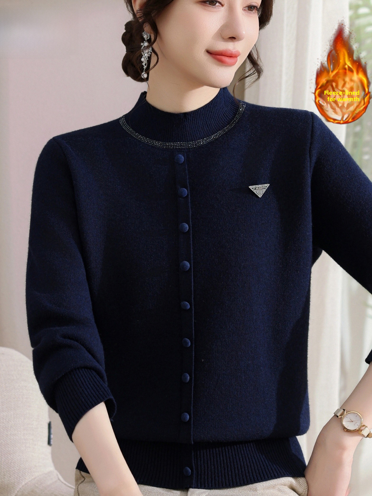 Fashionable Knitted Fleece Lin - Women Fashion Over 60 avis et prix