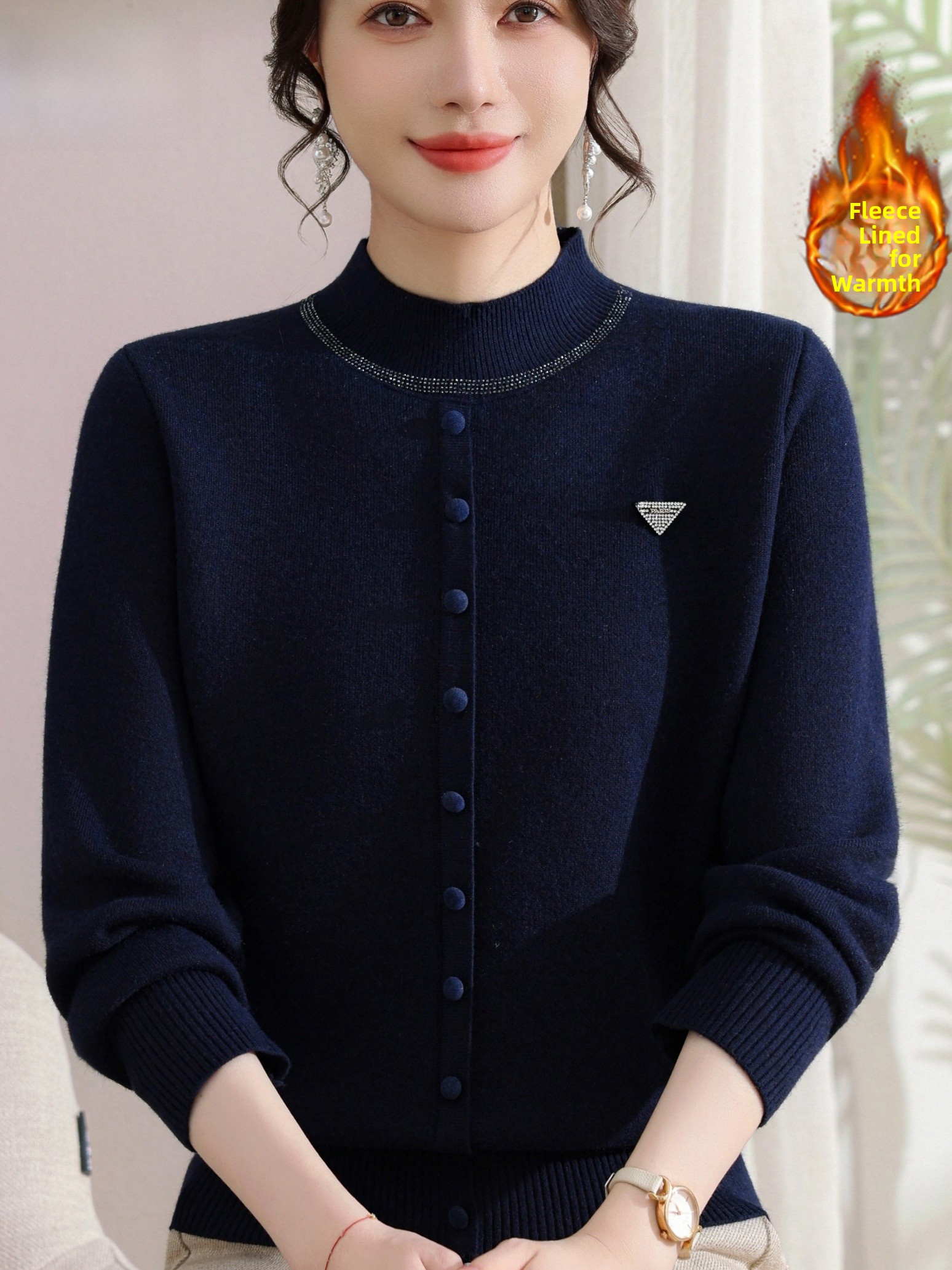 Fashionable Knitted Fleece Lin - Women Fashion Over 60 avis et prix