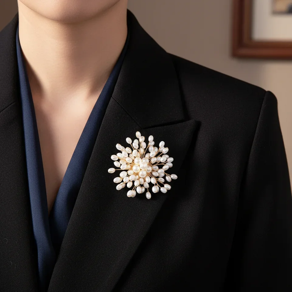 Pearl Woven Flower Brooch For  - Women Fashion Designer avis et prix