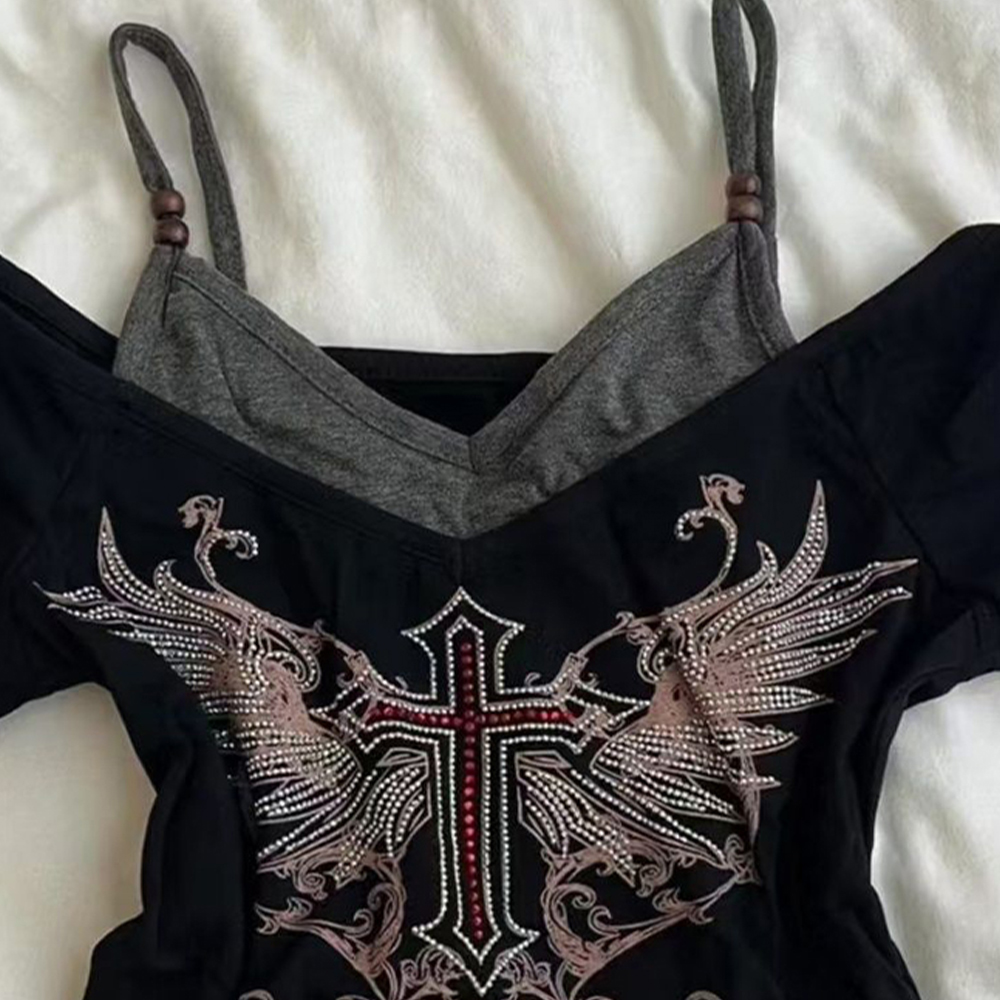 Y2K 90S Black Fake Two-Piece B - Women'S Fashion In The 90S avis et prix