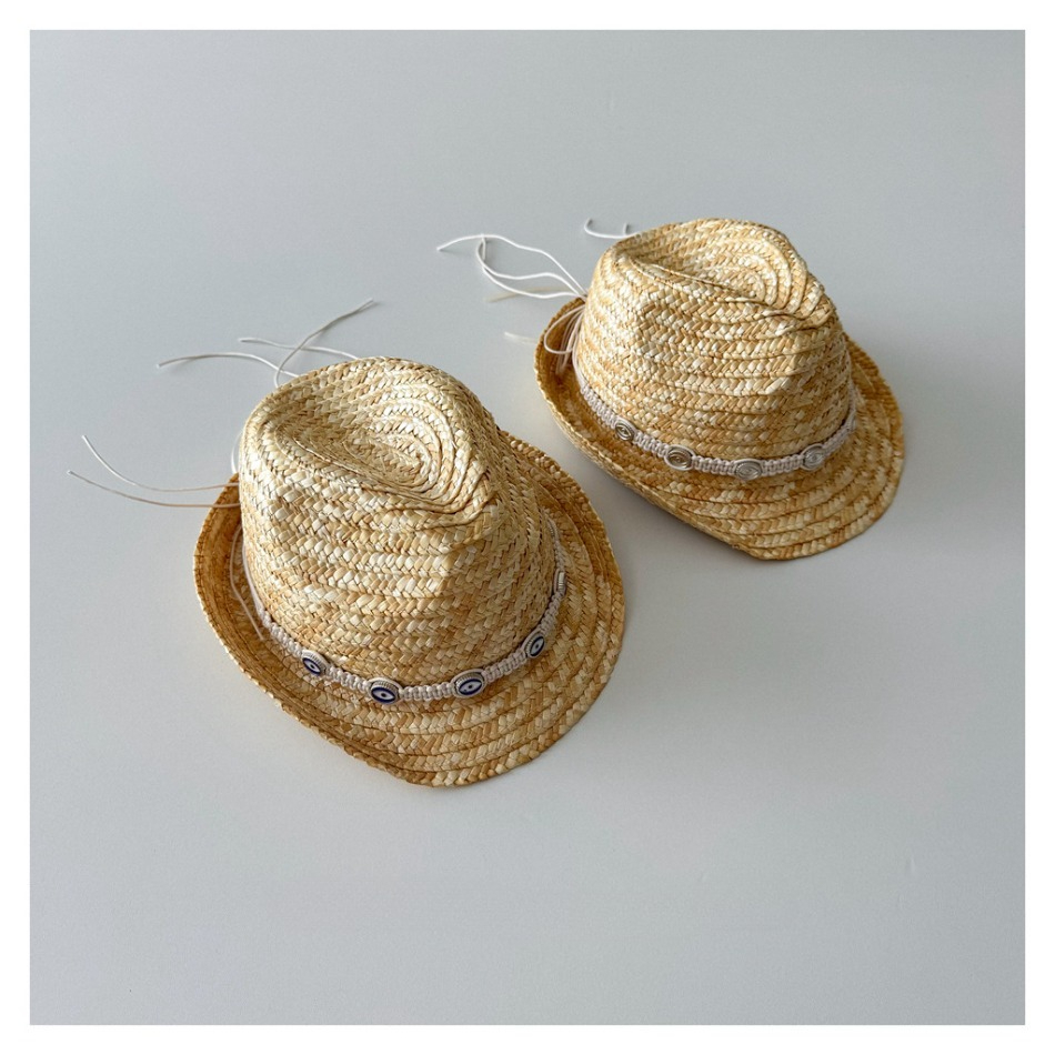 Kids Natural Straw Fedora Hat  - Straw Hat Summer avis et prix