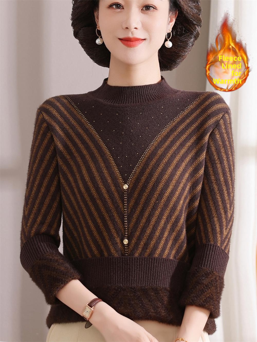 Thickened Fleece Warm Knitted  - Women Fashion Over 60 avis et prix