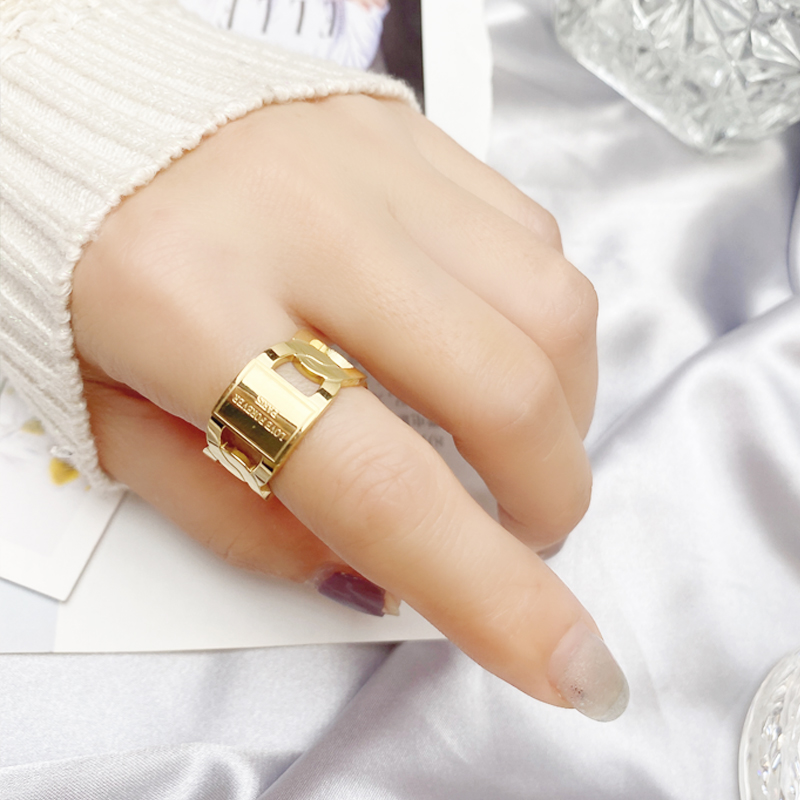 Trendy Gold Titanium Steel Ope - Women'S Fashion Rings Gold avis et prix