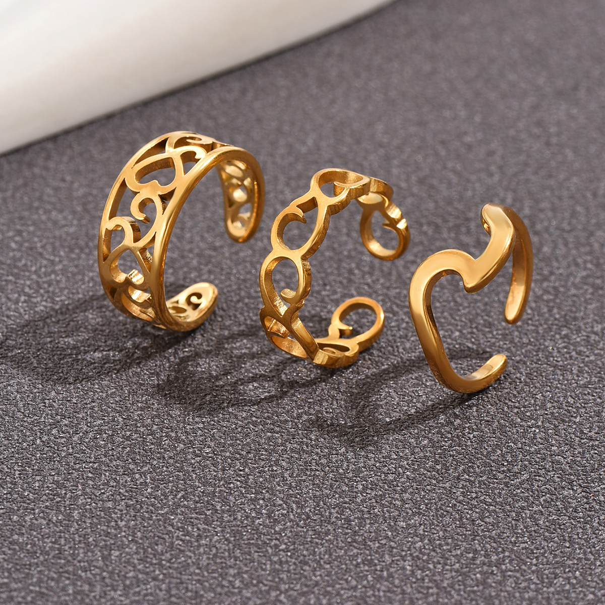 3PC Filled Toe Rings Set for W - Women'S Fashion Rings Gold avis et prix