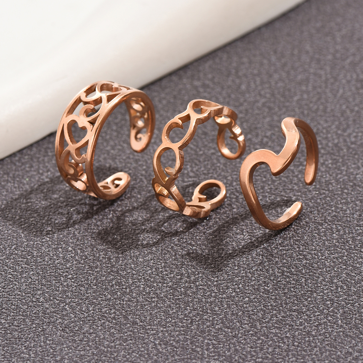 3PC Filled Toe Rings Set for W - Women'S Fashion Rings Gold avis et prix