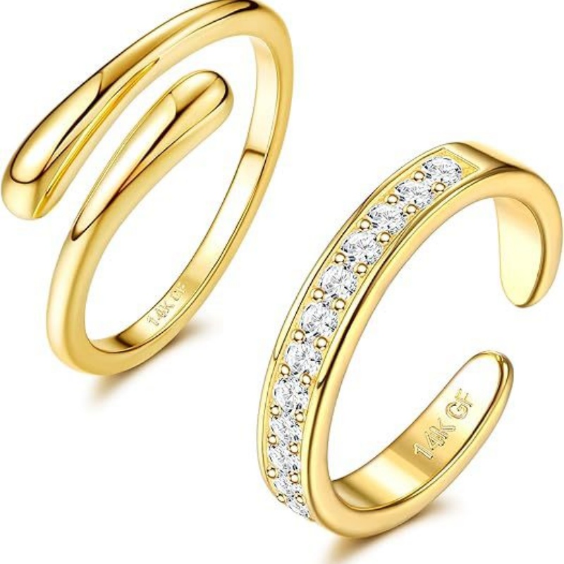 14K Gold-Plated Adjustable Zir - Women'S Fashion Rings Gold avis et prix