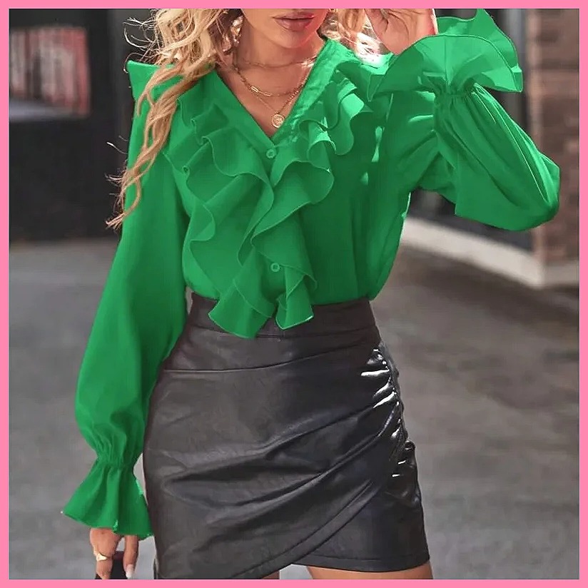 2025 Fashion V-Neck Ruffle Fla - Women'S Fashion avis et prix