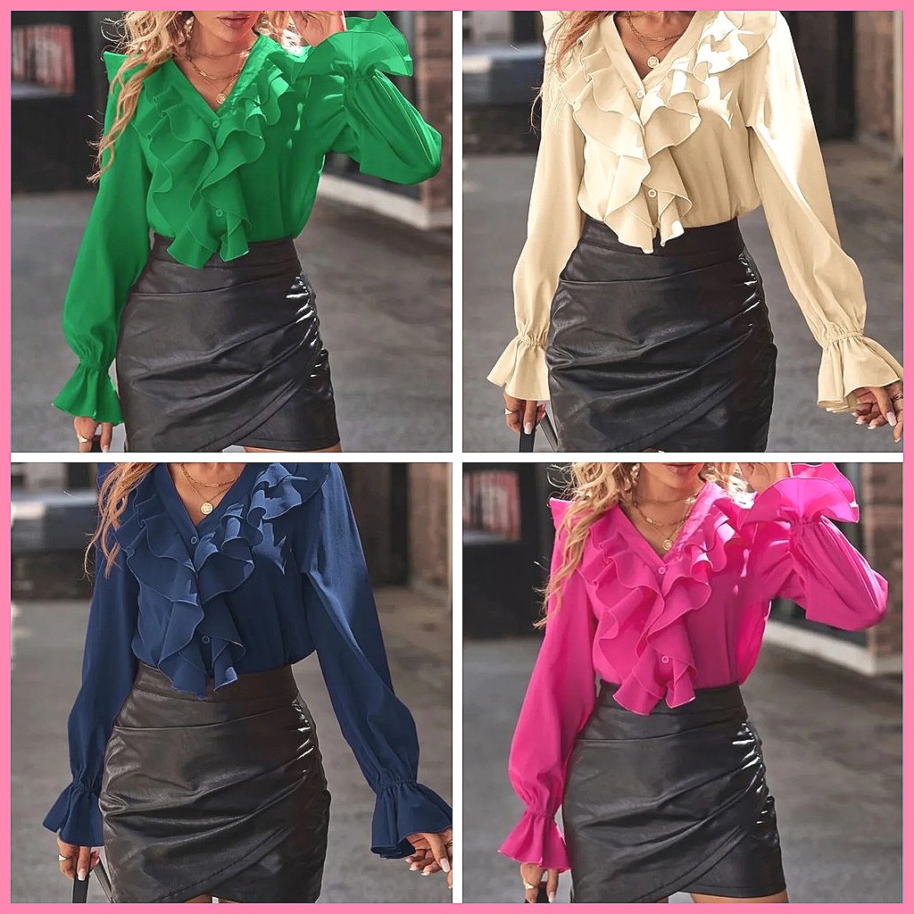 2025 Fashion V-Neck Ruffle Fla - Women'S Fashion avis et prix