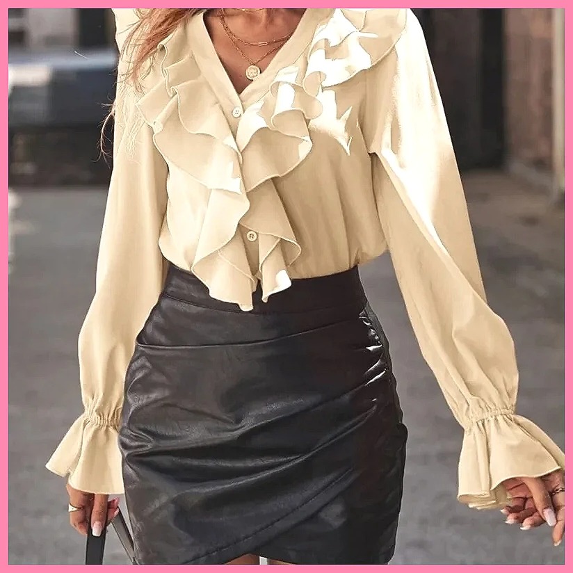 2025 Fashion V-Neck Ruffle Fla - Women'S Fashion avis et prix