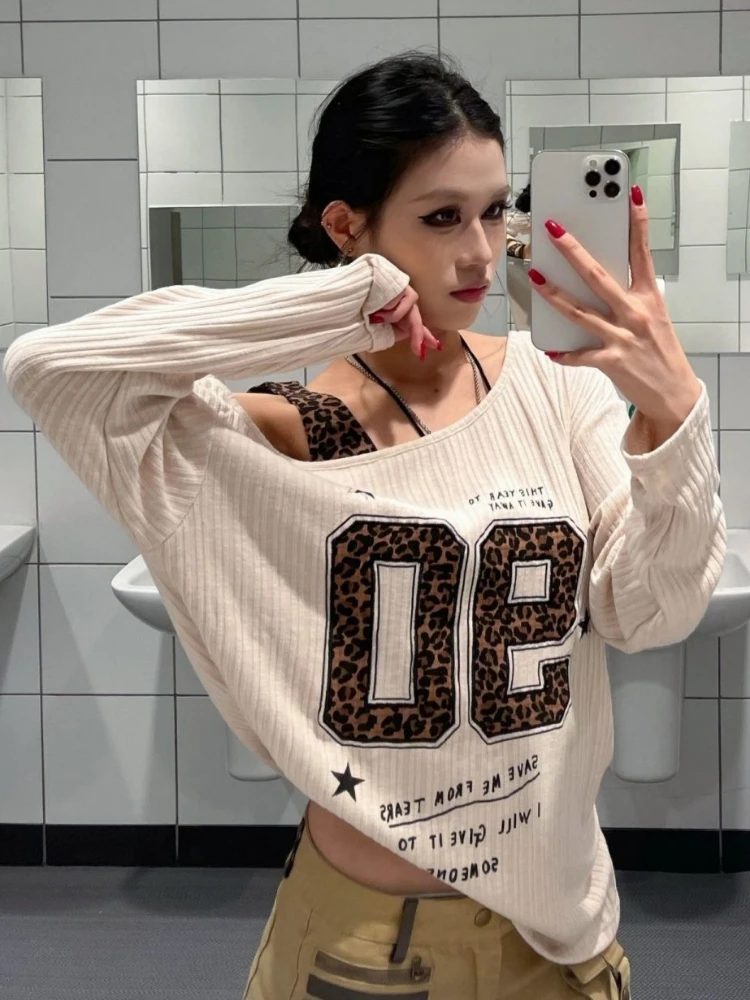 Y2K Patchwork Leopard Print T- - Women'S Fashion avis et prix