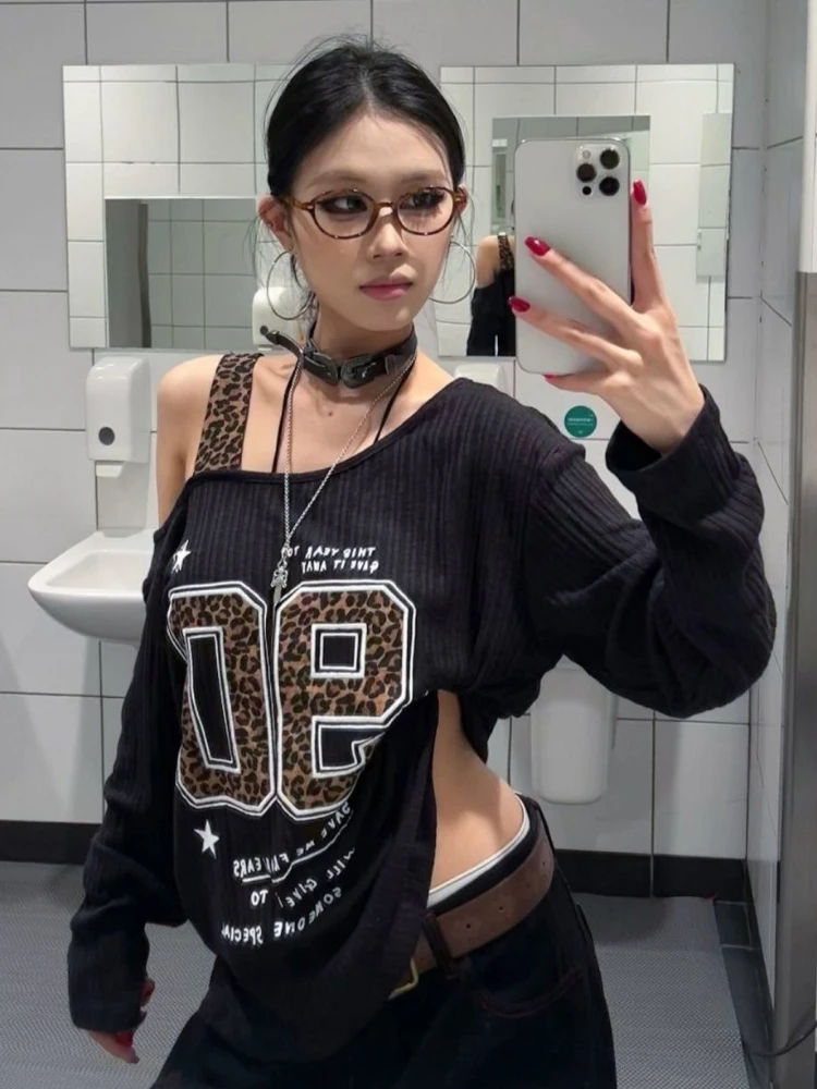 Y2K Patchwork Leopard Print T- - Women'S Fashion avis et prix