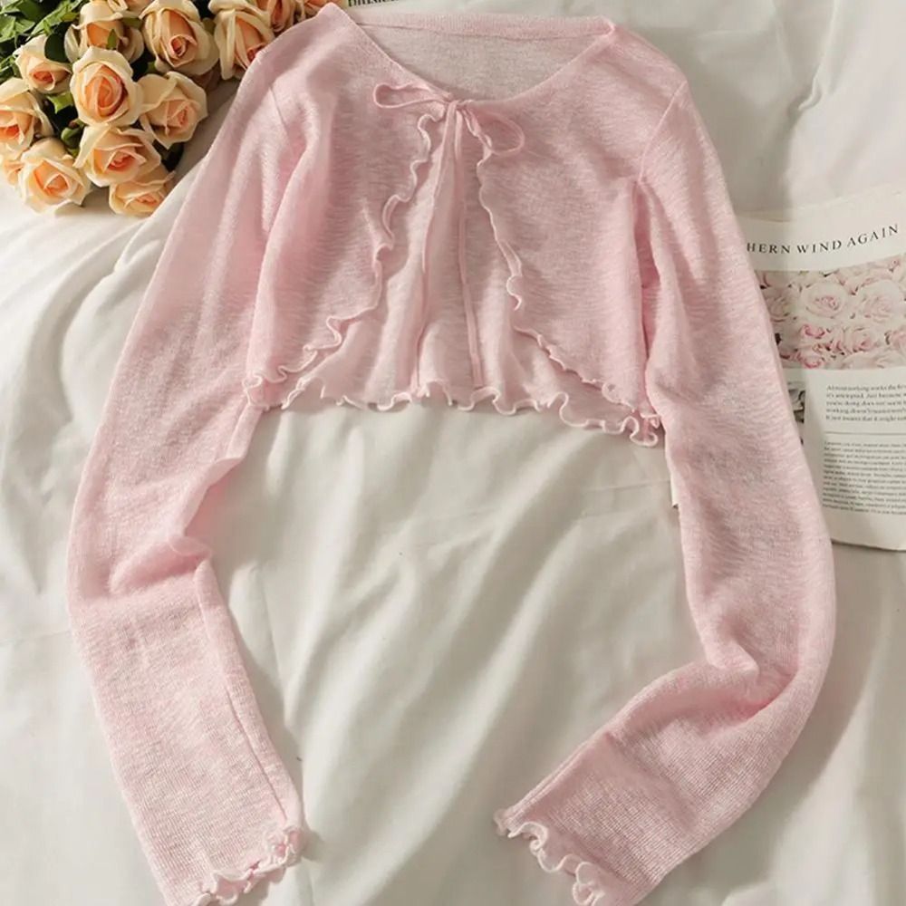 Thin Sunscreen Cardigan Ruffle - Women'S Fashion Knitwear avis et prix