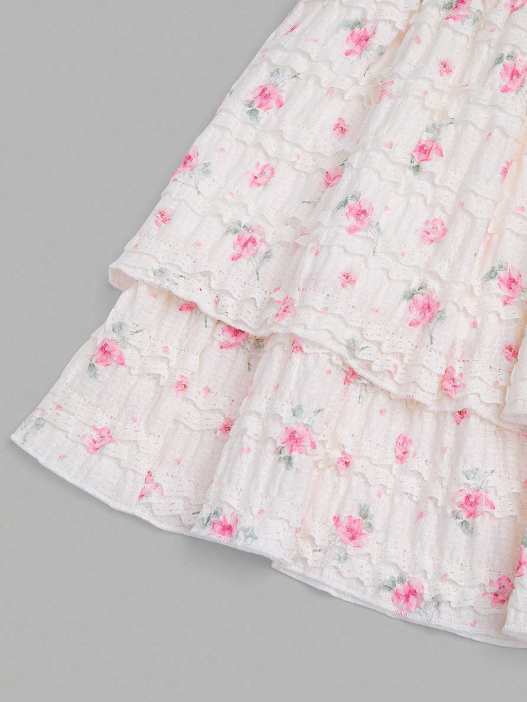 Plus Size Floral Print Tiered  - Women'S Fashion Umbrella avis et prix