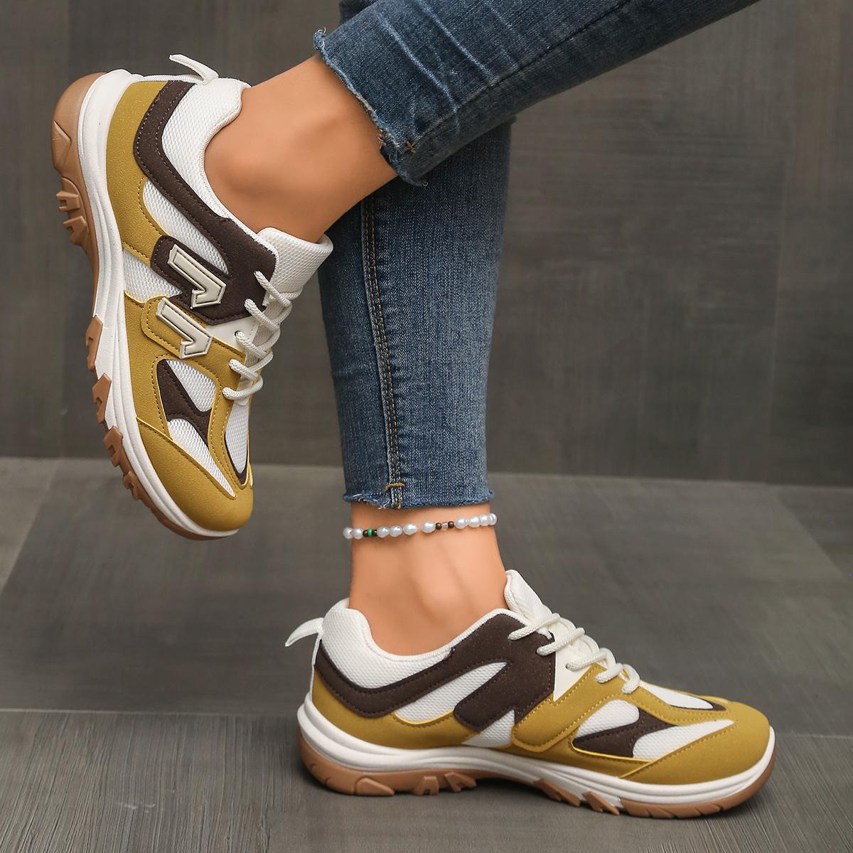 Fashion Gray Yellow Mix Color  - Women'S Yellow Fashion Sneakers avis et prix
