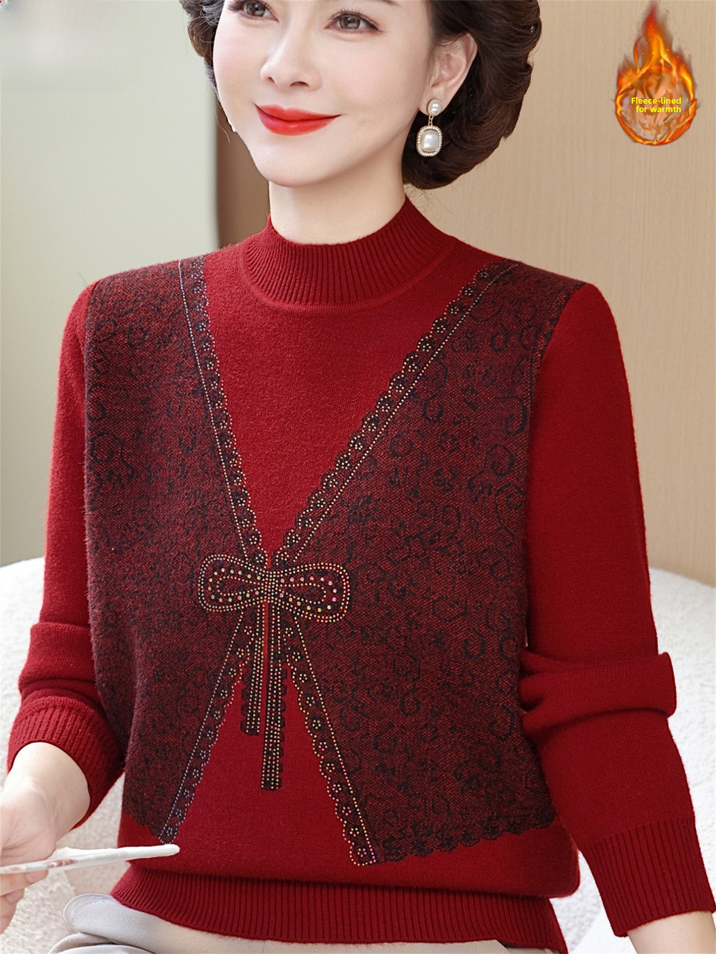 Thickened Fleece Winter Knitte - Women Fashion Over 60 avis et prix