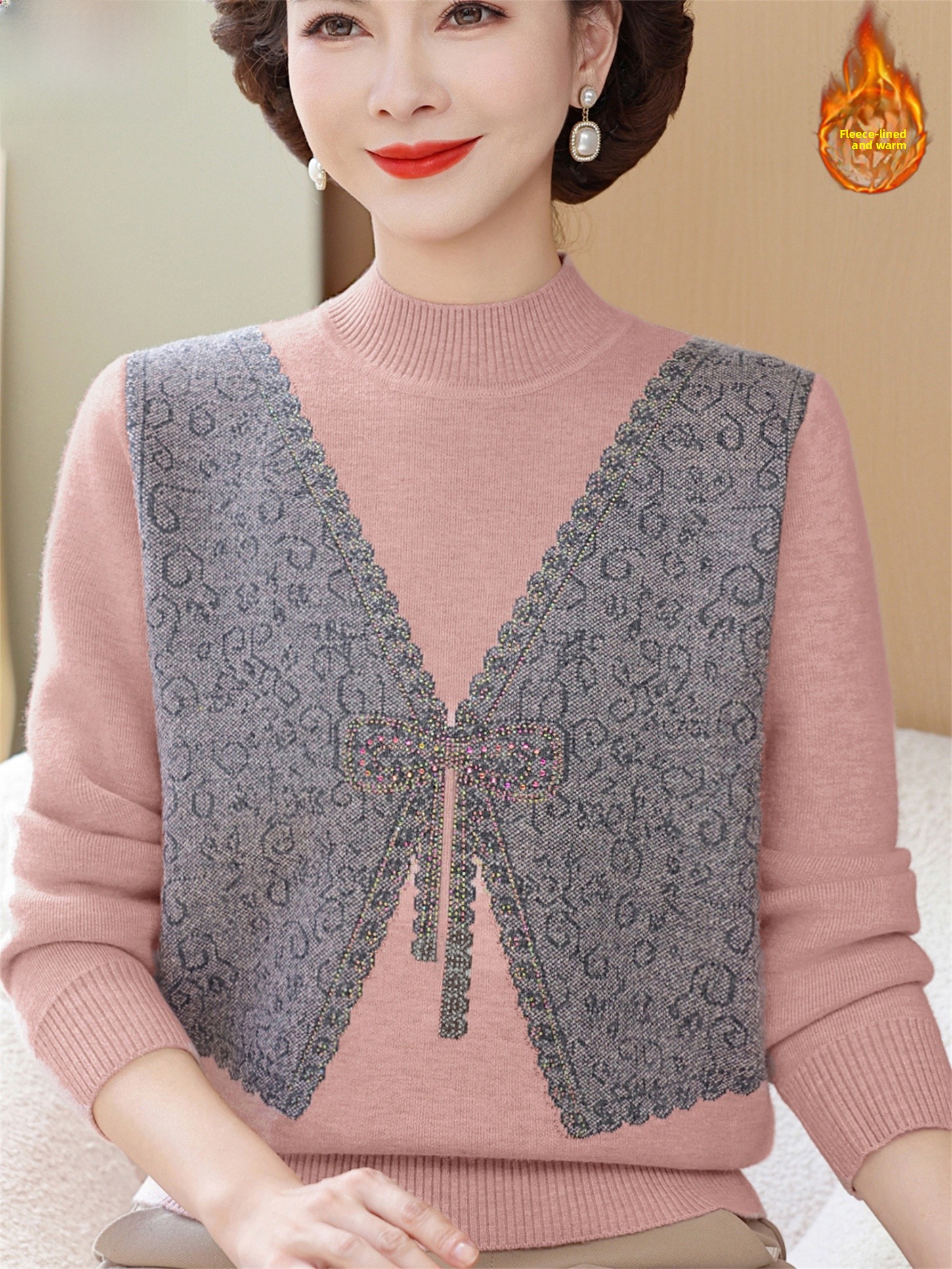 Thickened Fleece Winter Knitte - Women Fashion Over 60 avis et prix