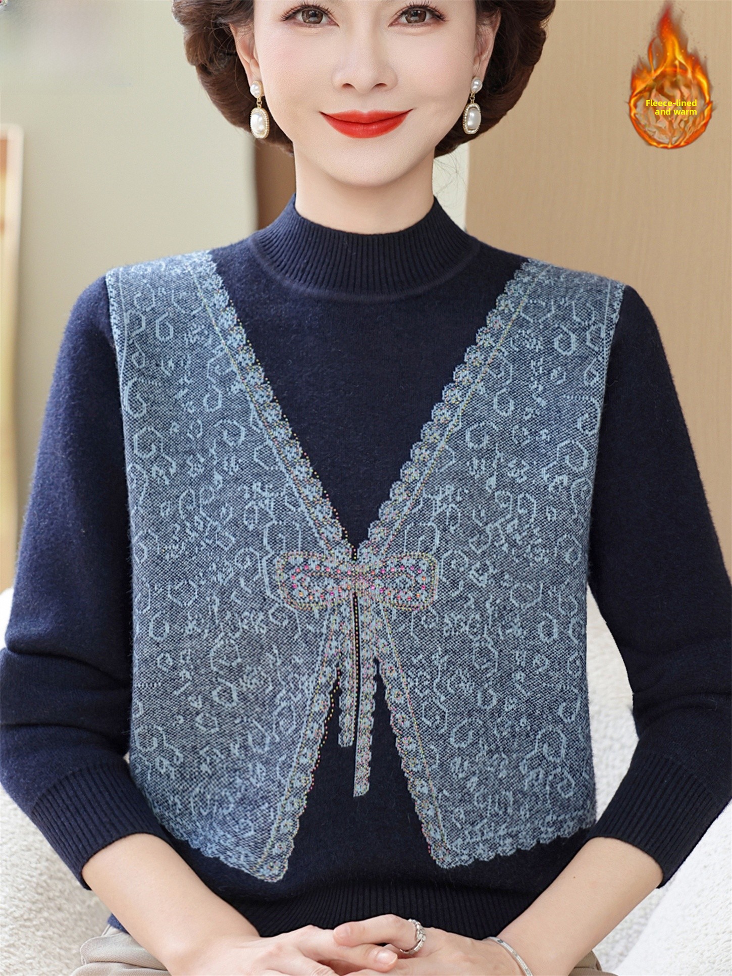 Thickened Fleece Winter Knitte - Women Fashion Over 60 avis et prix