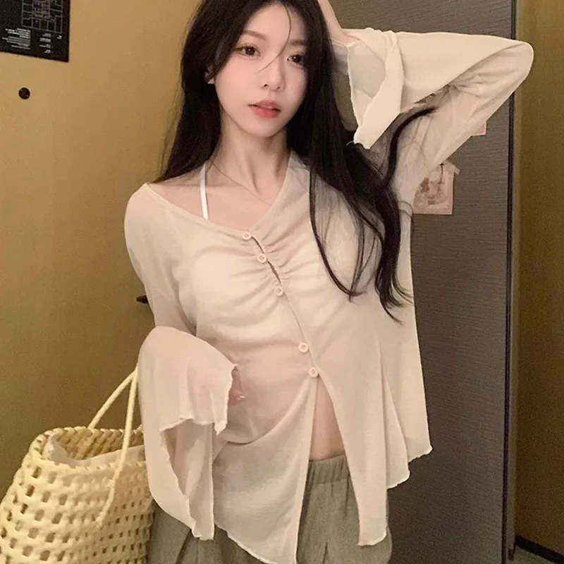 Sheer Flare Sleeve Blouse - Y2 - Women'S Fashion avis et prix