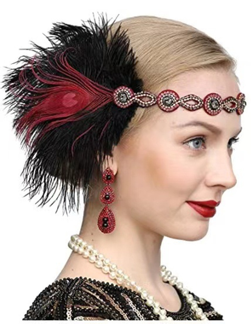 Peacock Feather Elastic Hair B - Women'S Fashion Of The 1920S avis et prix
