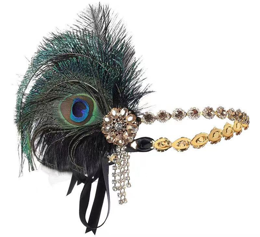 Peacock Feather Elastic Hair B - Women'S Fashion Of The 1920S avis et prix