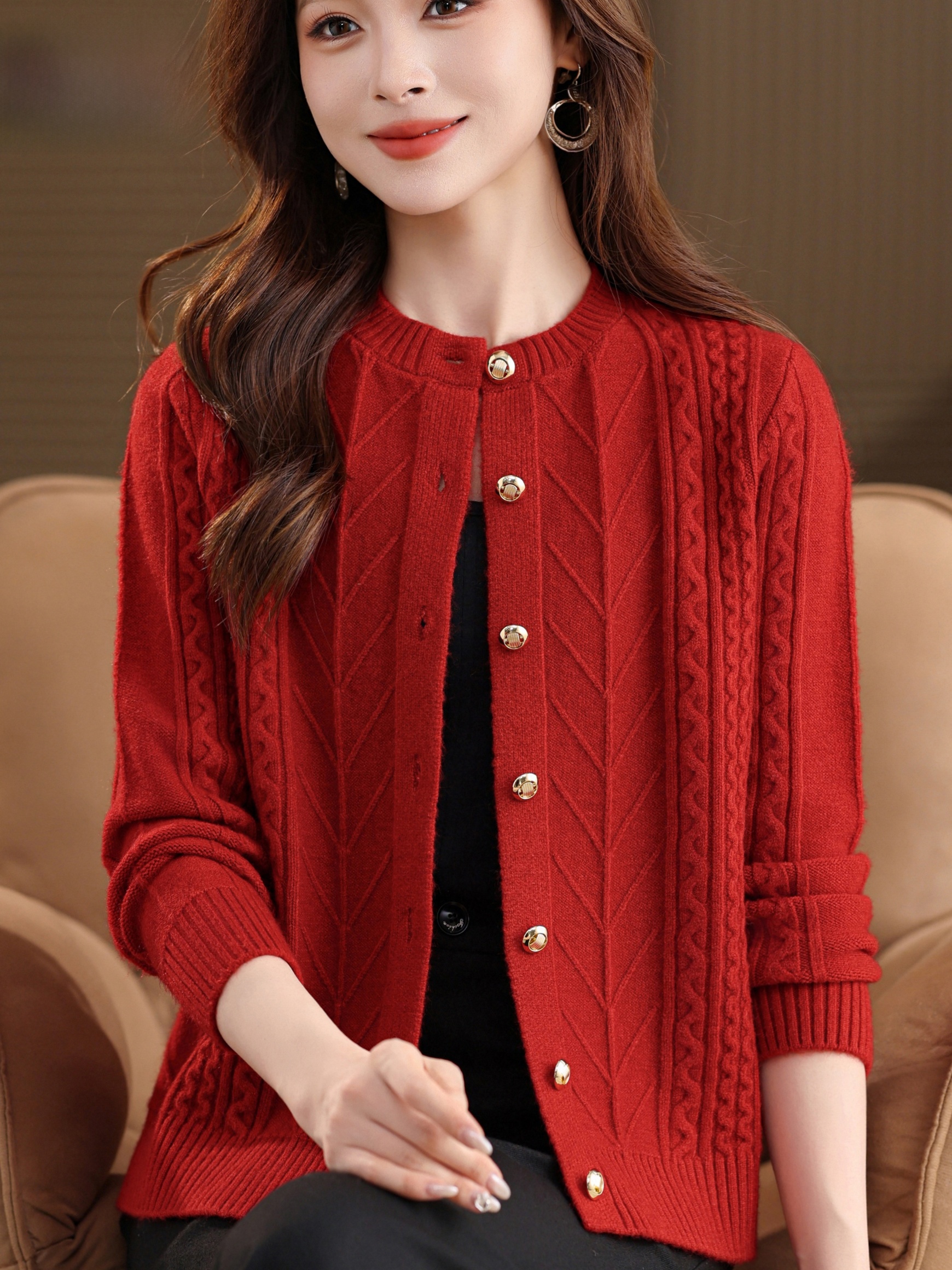 Thickened Knitted round Neck O - Women Fashion Over 60 avis et prix