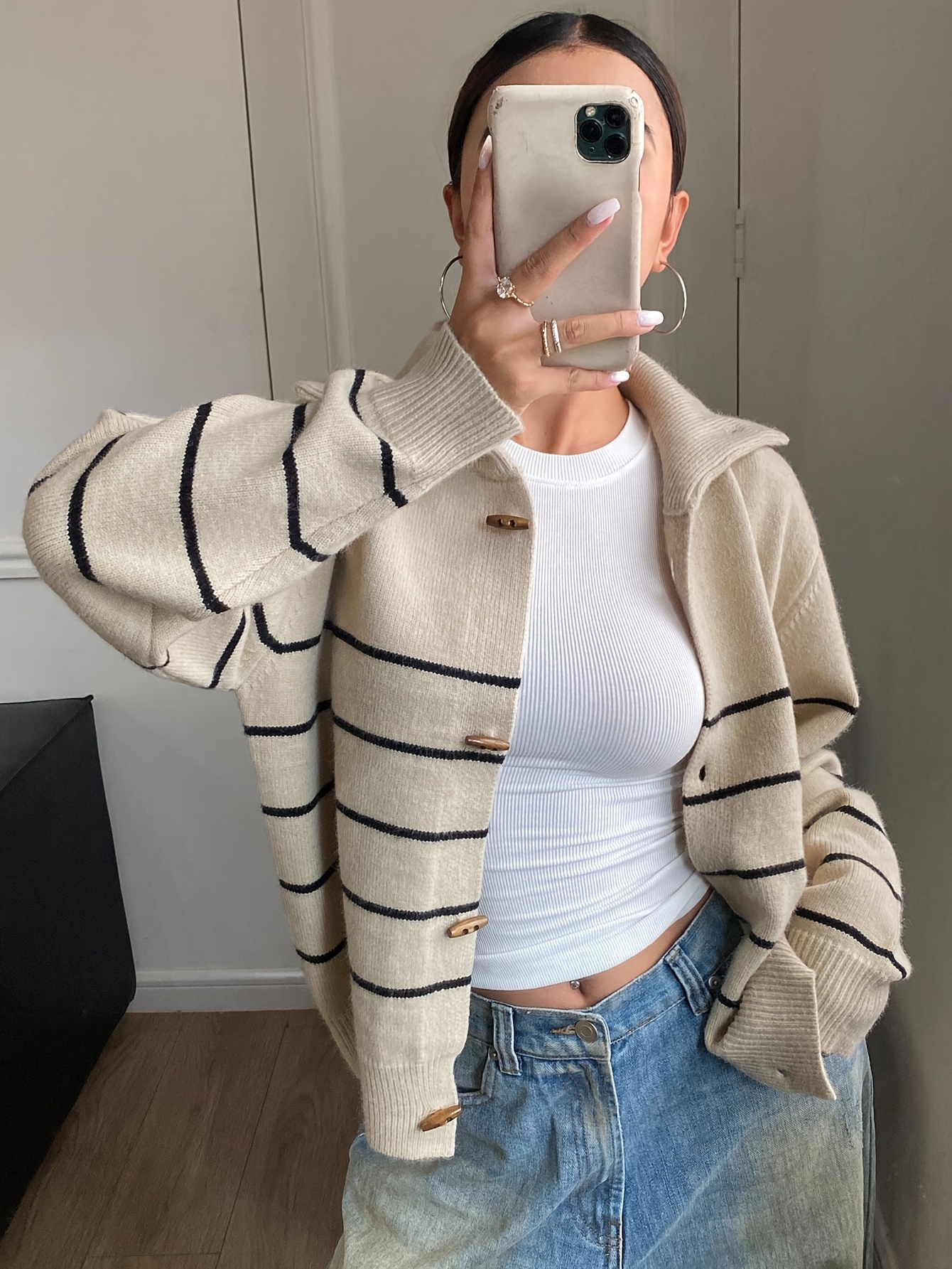 Plus Size Women Striped Cardig - Women'S Fashion Knitwear avis et prix