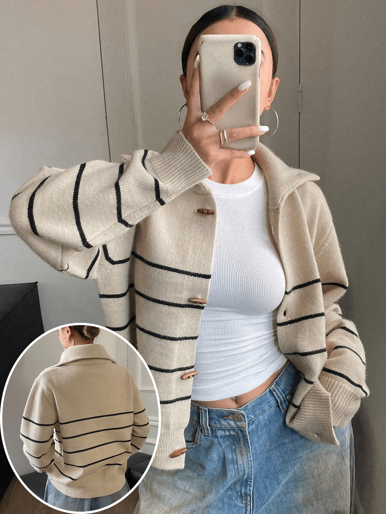 Plus Size Women Striped Cardig - Women'S Fashion Knitwear avis et prix