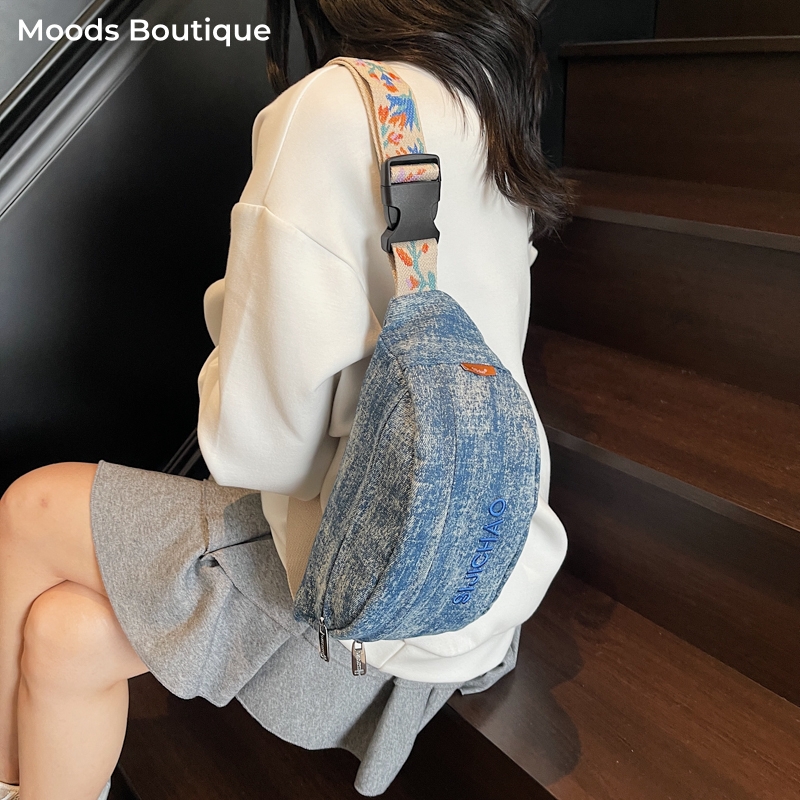 Denim Blue Chest Bags For Wome - Women'S Fashion Boutique avis et prix